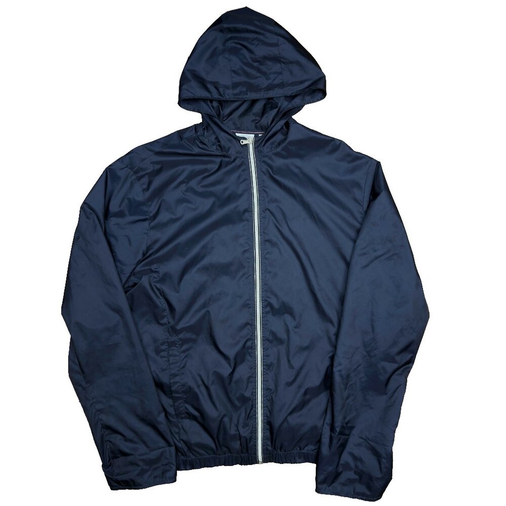 BLACK BROWN 1826 Hooded Long Sleeves Full Zip Navy Blue Windbreaker Jacket Sz XL